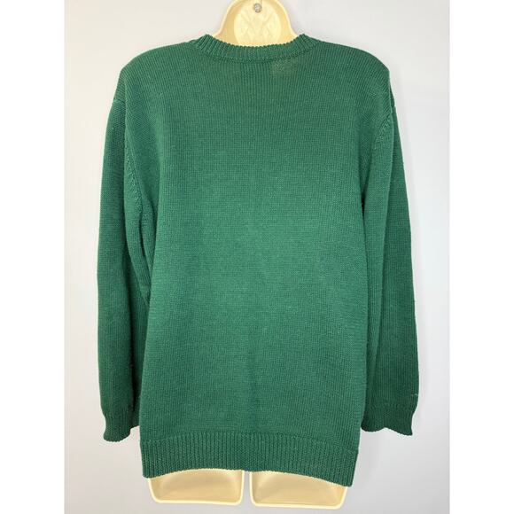 Susan Bristol 1995 Christmas 2D Cardigan Green Tree and Fireplace Women's M - Picture 7 of 10